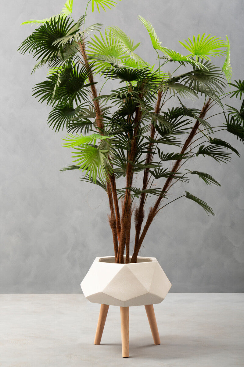 White Geometric Planter with Legs | Darnell