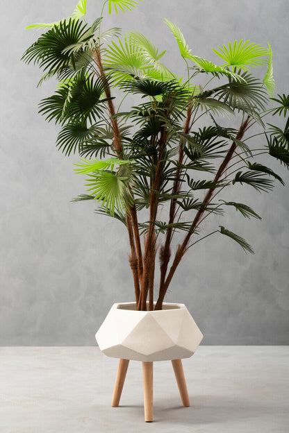 White Geometric Planter with Legs | Darnell