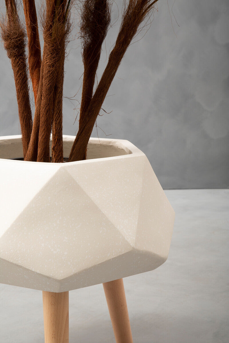 White Geometric Planter with Legs | Darnell