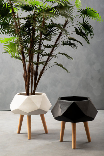 White Geometric Planter with Legs | Darnell