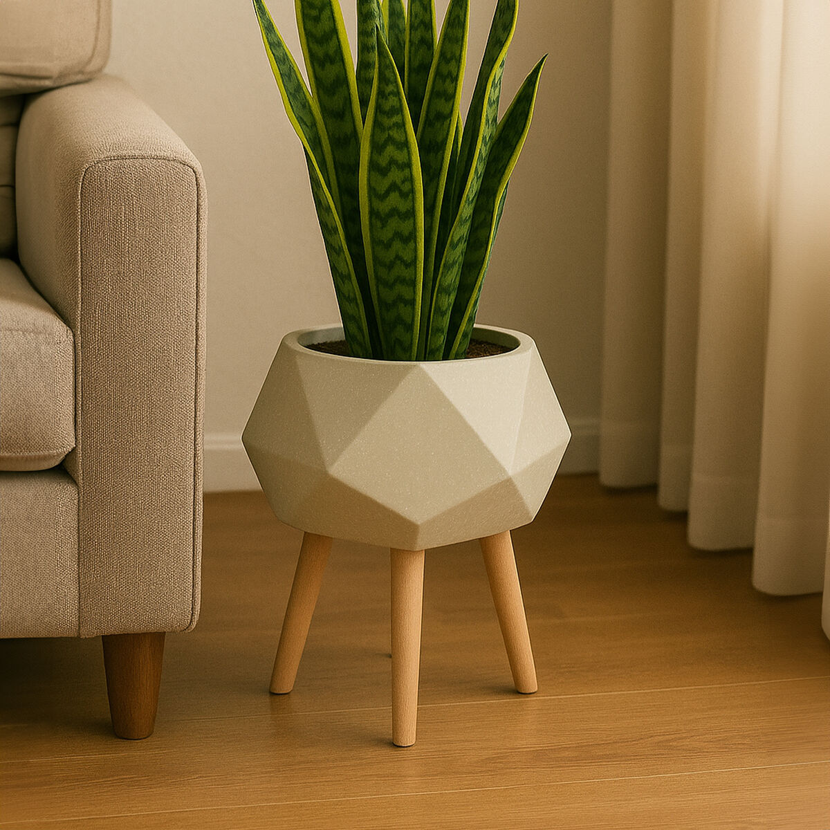 White Geometric Planter with Legs | Darnell