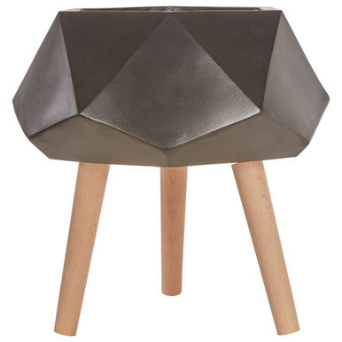 Small Black Geometric Planter with Legs | Darnell