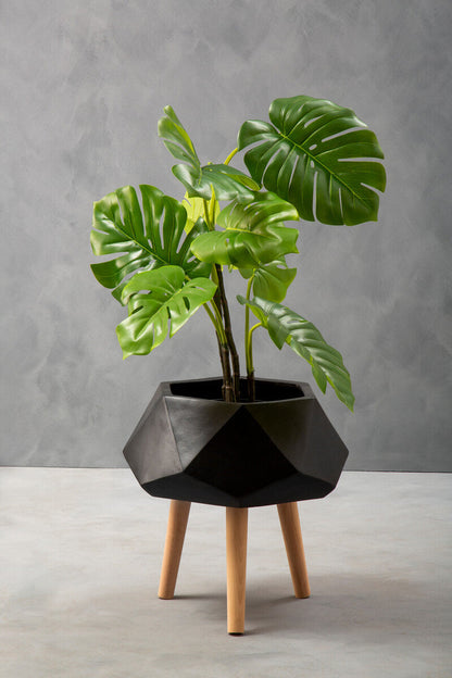 Small Black Geometric Planter with Legs | Darnell