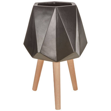 Large Black Geometric Planter with Legs | Darnell