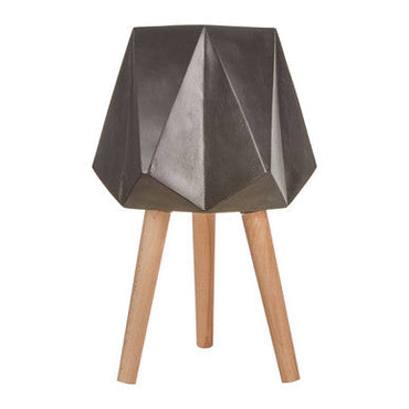 Darnell Large Black Matal Geometric Planter With Legs