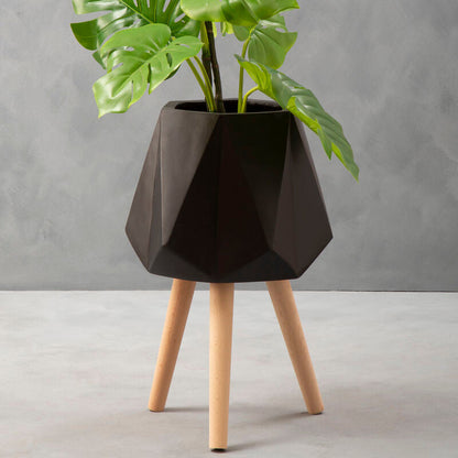 Large Black Geometric Planter with Legs | Darnell