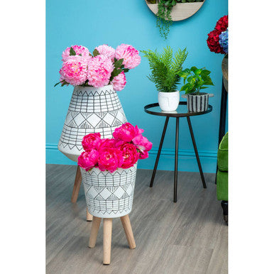 White and Black Large Planter | Darnell