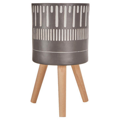 Large Black and White Finish Planter | Darnell