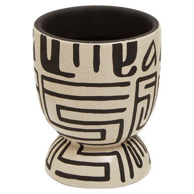 Earthenware White And Black Hand Painted  Planter | Barren