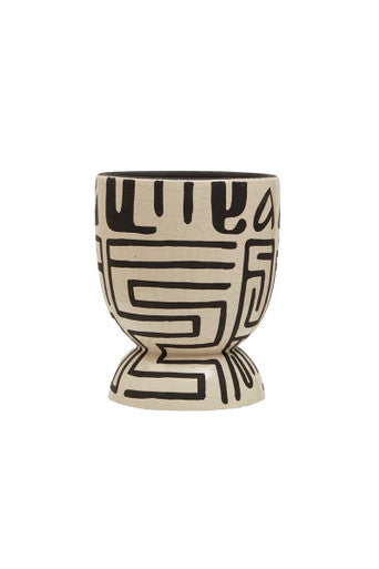 Earthenware White And Black Hand Painted  Planter | Barren