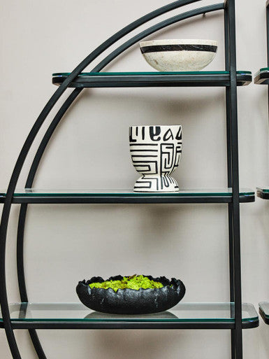 Earthenware White And Black Hand Painted  Planter | Barren