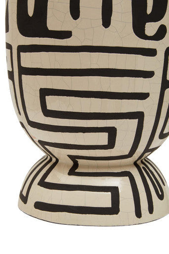 Earthenware White And Black Hand Painted  Planter | Barren