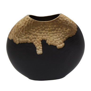 Large Black and Gold Round Vase | Daito
