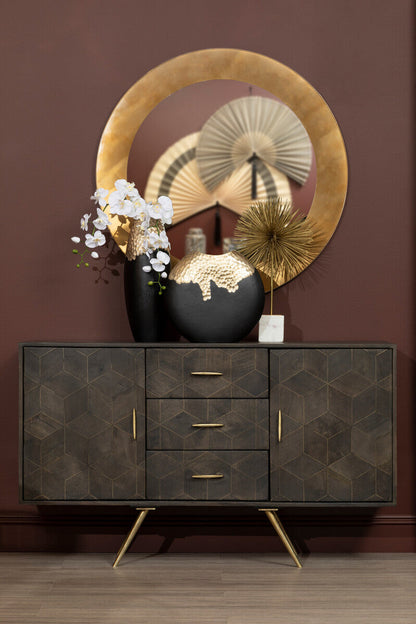 Large Black and Gold Round Vase | Daito