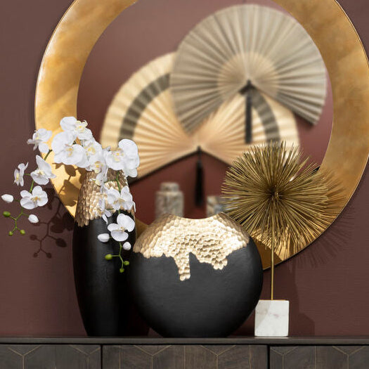 Large Black and Gold Round Vase | Daito