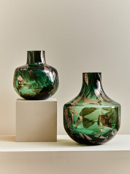 Green and Gold Large Glass Vase | Herbie