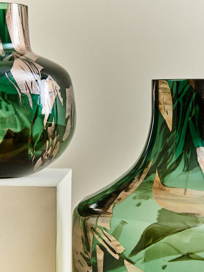 Green and Gold Large Glass Vase | Herbie