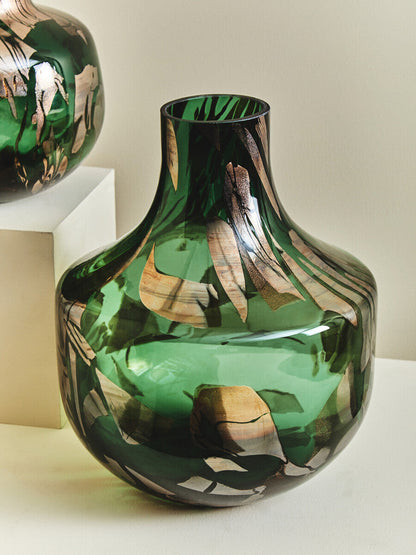 Green and Gold Large Glass Vase | Herbie