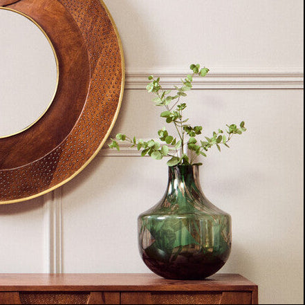 Green and Gold Large Glass Vase | Herbie