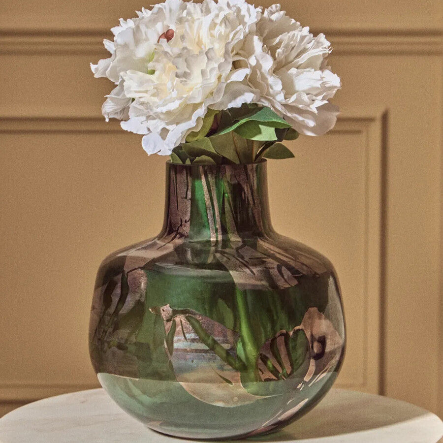 Green and Gold Large Glass Vase | Herbie
