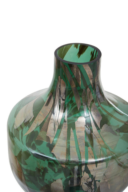 Green and Gold Large Glass Vase | Herbie