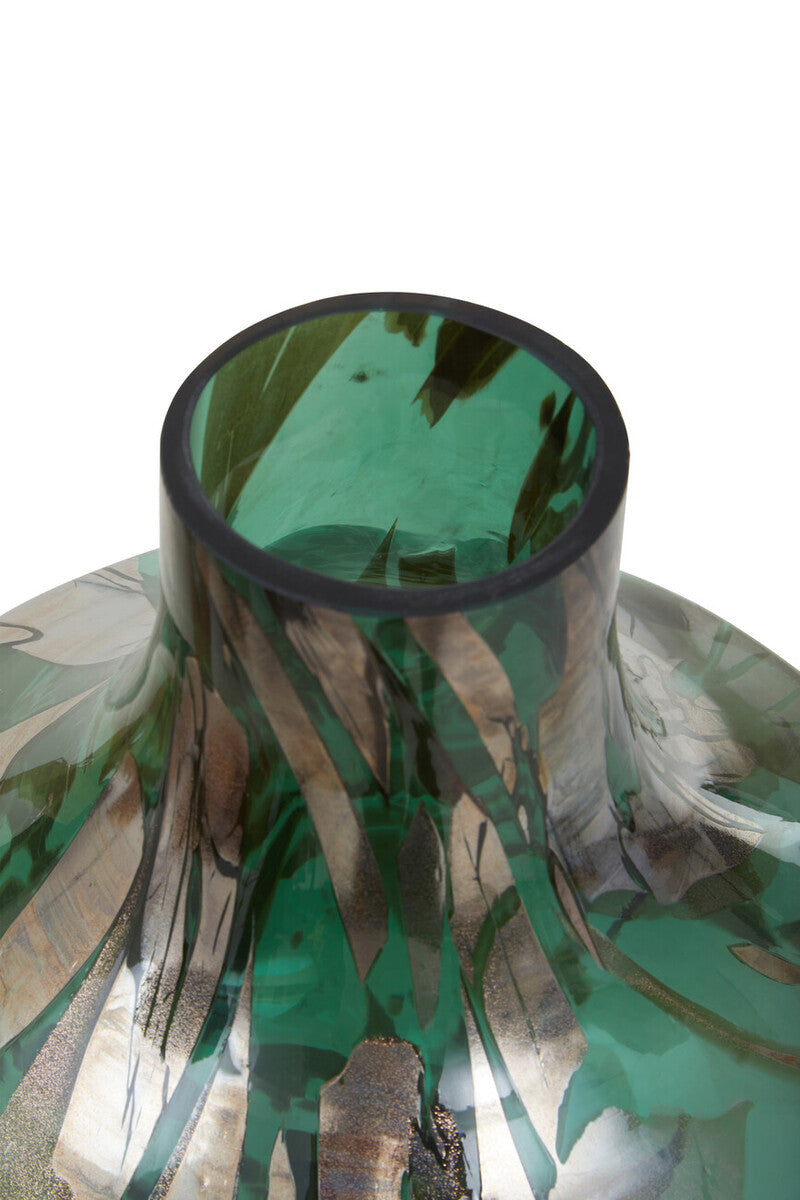 Green and Gold Large Glass Vase | Herbie