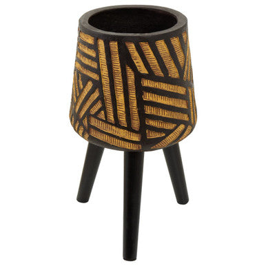 Natural and Black Planter with Angular Legs | Darnell
