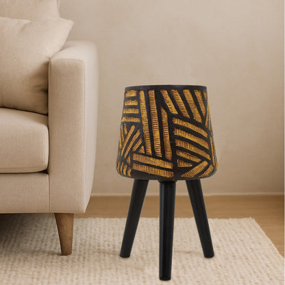 Natural and Black Planter with Angular Legs | Darnell