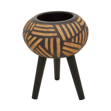 Natural and Black Tapered Planter | Darnell