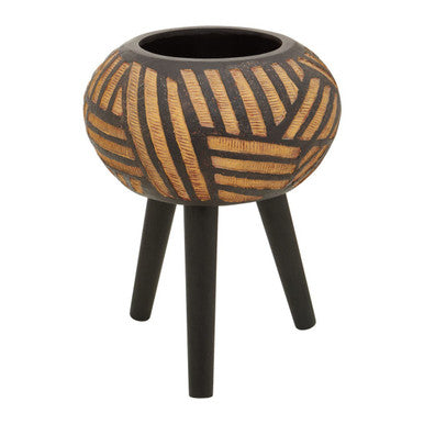 Natural and Black Tapered Planter | Darnell