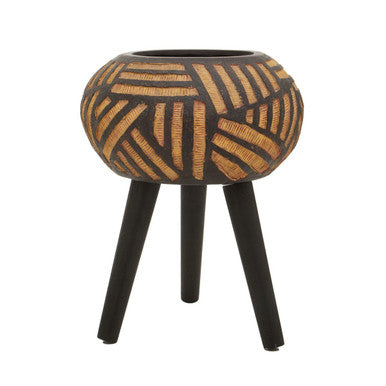 Natural and Black Tapered Planter | Darnell