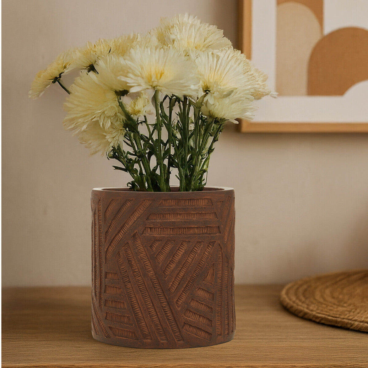 Brown Textured Planter | Darnell