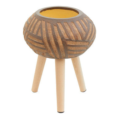Round Brown Planter with Angular Legs | Darnell