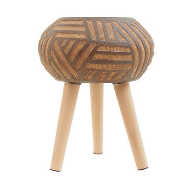 Round Brown Planter with Angular Legs | Darnell
