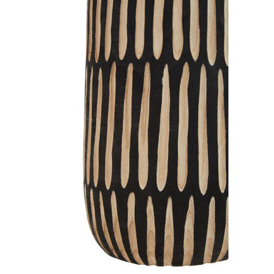 Arlo Black and Natural Wide Engraved Wood Vase