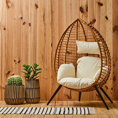 Arlo Black and Natural Large Engraved Wood Planter