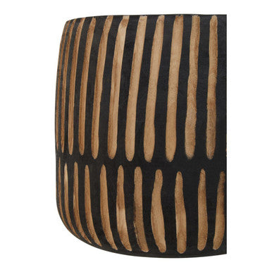 Arlo Black and Natural Large Engraved Wood Planter
