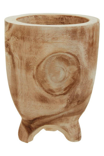 Arlo Natural Small Wood Planter with Footed Base