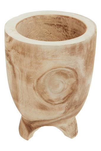 Arlo Natural Small Wood Planter with Footed Base