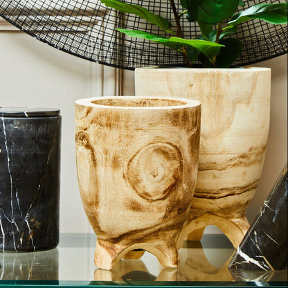 Arlo Natural Small Wood Planter with Footed Base