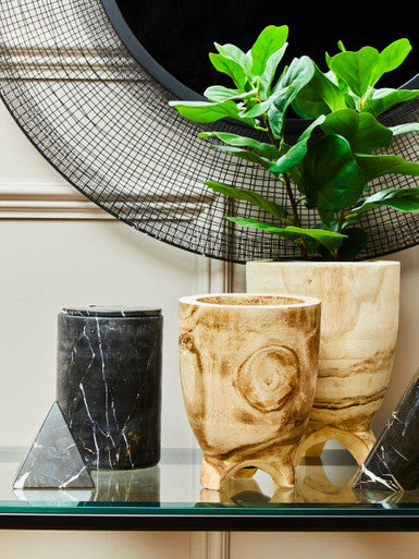 Arlo Natural Small Wood Planter with Footed Base