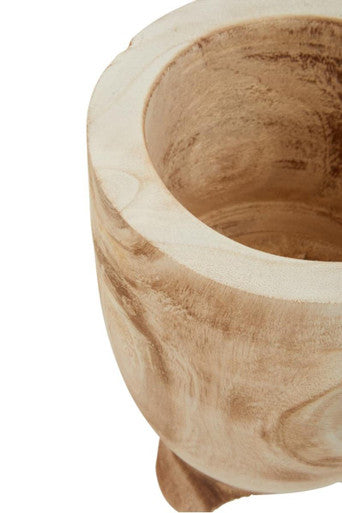 Arlo Natural Small Wood Planter with Footed Base