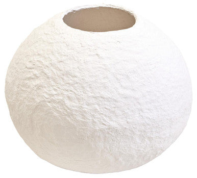 Cotton Mache Large White Round Vase | Sanai