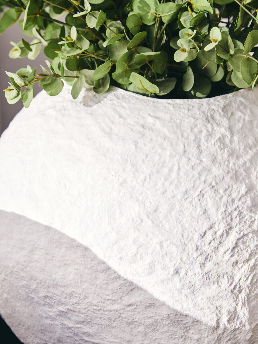 Cotton Mache Large White Round Vase | Sanai