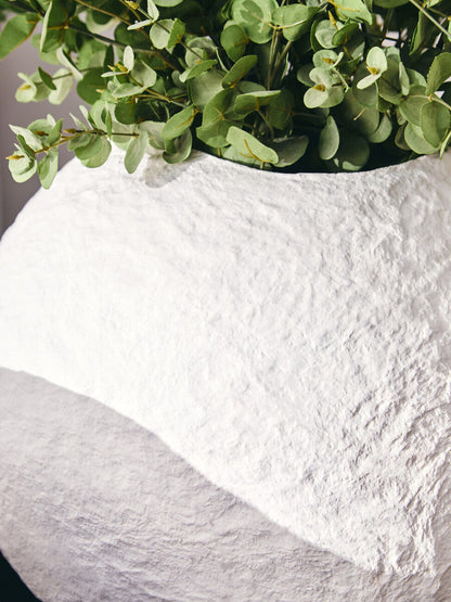 Cotton Mache Large White Round Vase | Sanai