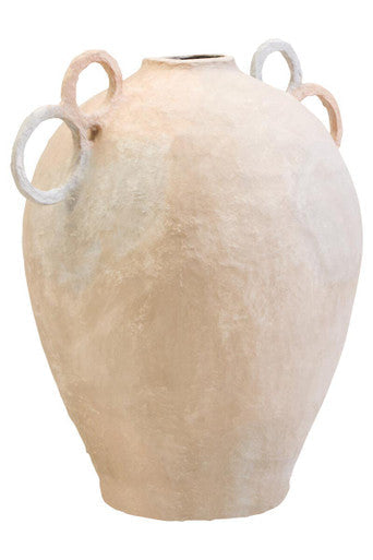 Cotton Mache Large Vase with Decorative Handles | Sanai