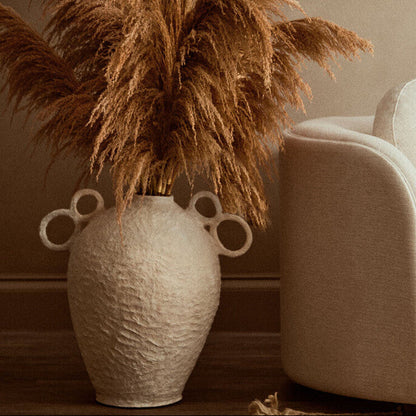 Cotton Mache Large Vase with Decorative Handles | Sanai