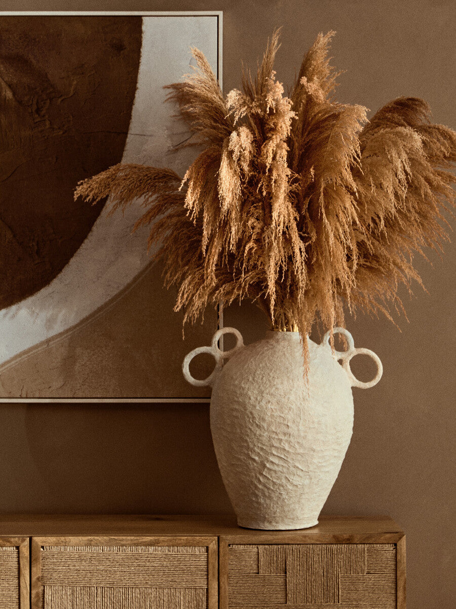 Cotton Mache Large Vase with Decorative Handles | Sanai