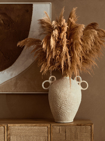 Cotton Mache Large Vase with Decorative Handles | Sanai