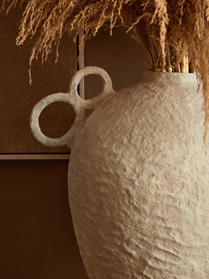 Cotton Mache Large Vase with Decorative Handles | Sanai